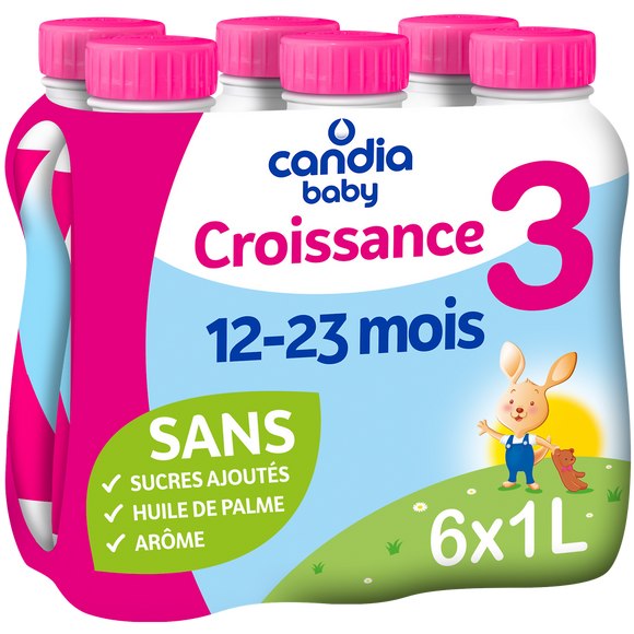 CANDIA BABY - Lait de croissance 3ème âge, dès 12 mois - 6x1l