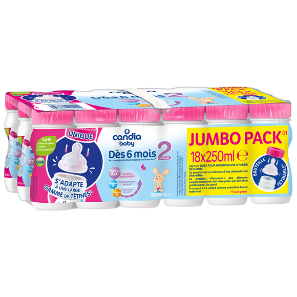 CANDIA BABY lait 2éme âge jumbo pack 18x25cl