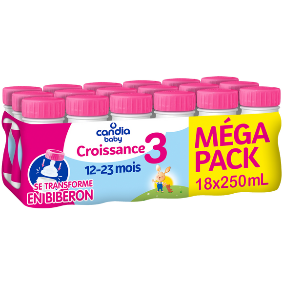 CANDIA BABY - Lait de croissance bébé 3ème âge, dès 12 mois - 18x25cl