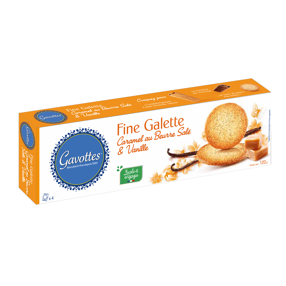 Fine galette au caramel au beurre salé et vanille GAVOTTES, 120g