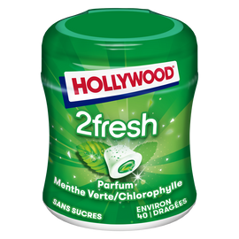Chewing gums sans sucre menthe verte chlorophylle 2Fresh HOLLYWOOD, 40dragées, 88g