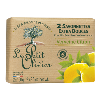 Savon extra doux verveine citron LE PETIT OLIVIER, 2x100g