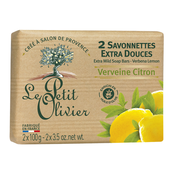 Savon extra doux verveine citron LE PETIT OLIVIER, 2x100g