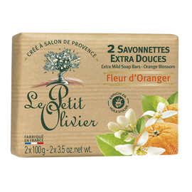 Savon parfum fleur d'oranger LE PETIT OLIVIER, 2x100g