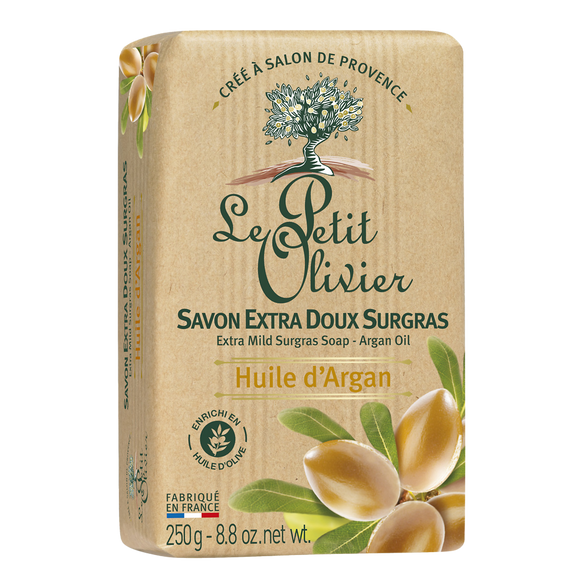 Savon extra doux surgras à l'huile d'argan LE PETIT OLIVIER, 250g