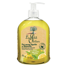 Savon liquide de Marseille parfum verveine et citron LE PETIT OLIVIER,flacon de 300ml