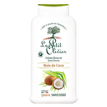 Crème de douche extra douce à l'extrait naturel de noix de coco LE PETIT OLIVIER, flacon de 500ml