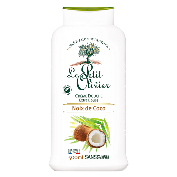 Crème de douche extra douce à l'extrait naturel de noix de coco LE PETIT OLIVIER, flacon de 500ml
