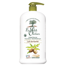 Crème douche extra douce lait de karité LE PETIT OLIVIER, flacon 750ml