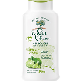 Gel douche homme hydratant citron vert de corse à l'eau d'olive bioPETIT OLIVIER flacon 270ml
