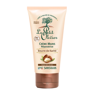 Crème réparatrice pour les mains au beurre de karité pour les peauxtrès sèches LE PETIT OLIVIER, tube de 75ml