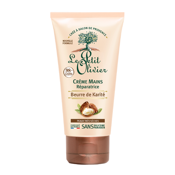 Crème réparatrice pour les mains au beurre de karité pour les peauxtrès sèches LE PETIT OLIVIER, tube de 75ml