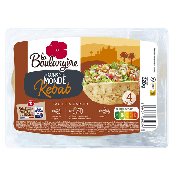 Pain kebab LA BOULANGERE - x4 - 320g