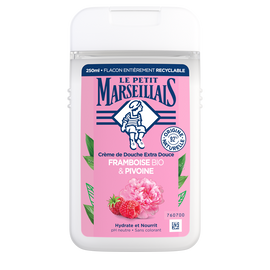 Gel Douche extra doux framboise pivoine LE PETIT MARSEILLAIS, flacon de 250ml