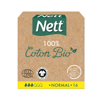 Tampons bio avec applicateur normal NETT, boîte de 16