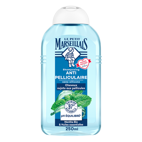 Shampooing antipelliculaire cheveux normaux infusion & menthe bio LE PETIT MARSEILLAIS, 250ml