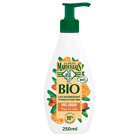 Lait corps hydratant bio miel argan LE PETIT MARSEILLAIS 250ml