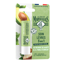 Soin lèvres 3 en 1 Karité et Avocat LE PETIT MARSEILLAIS, stick 4,9g