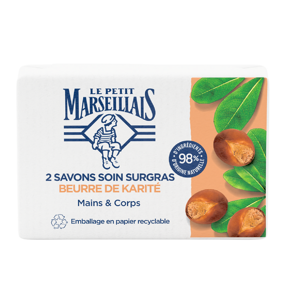 Savon soin surgras beurre karité LE PETIT MARSEILLAIS, 2x100g