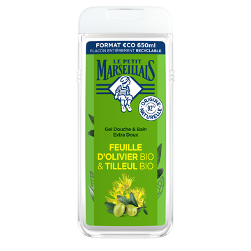 Gel Douche extra doux feuille olivier tilleul LE PETIT MARSEILLAIS flacon650ml