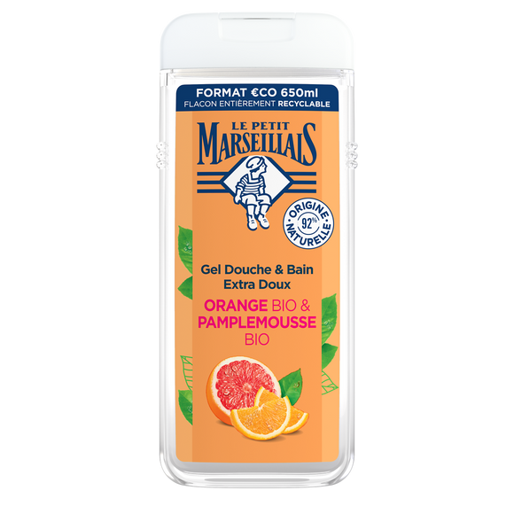 Gel Douche extra doux orange pamplemousse LE PETIT MARSEILLAIS flacon650ml