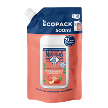 Recharge gel douche LE PETIT MARSEILLAIS pêche blanche et nectarine BIO 500mL