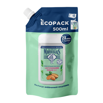 Crème douche LE PETIT MARSEILLAIS Lait d'amande douce bio doypack 500ml