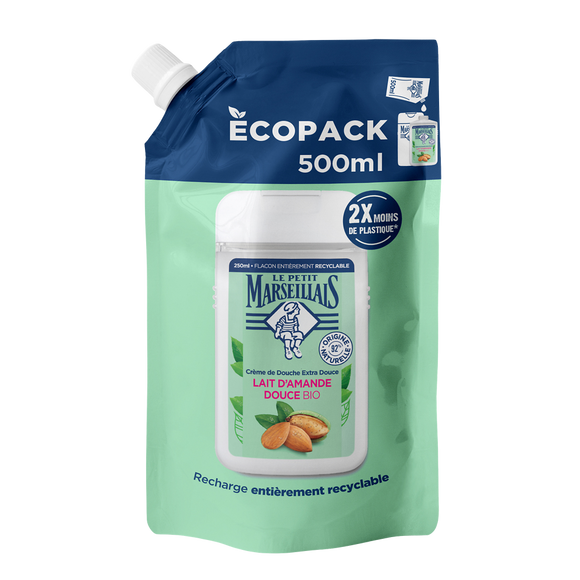 Crème douche LE PETIT MARSEILLAIS Lait d'amande douce bio doypack 500ml