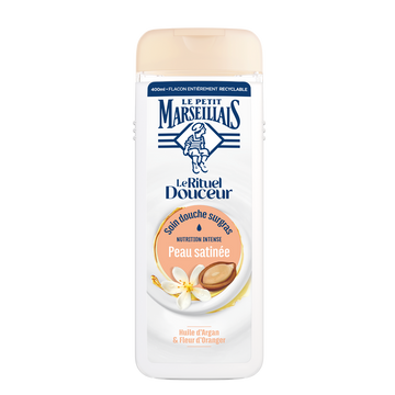 Soin gel douche surgras LE PETIT MARSEILLAIS argan et fleur d'oranger400ml