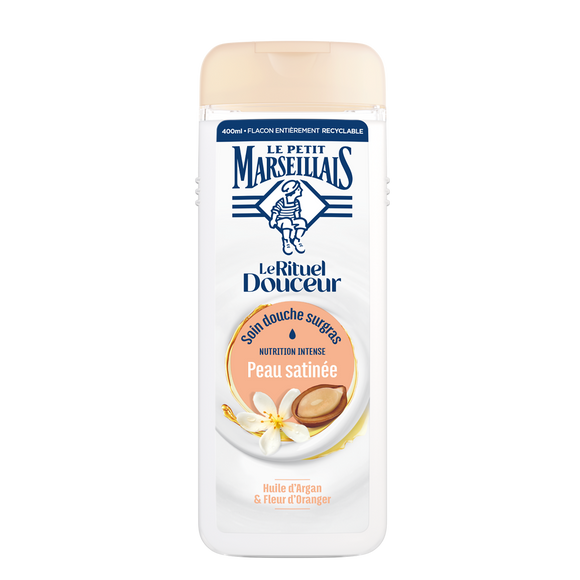 Soin gel douche surgras LE PETIT MARSEILLAIS argan et fleur d'oranger400ml