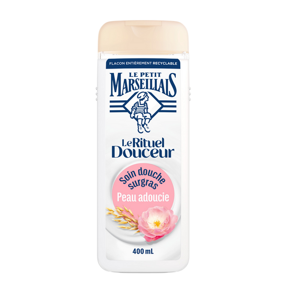 Soin gel douche douceur surgras LE PETIT MARSEILLAIS rituel douceur lait avoine et rose 400ml