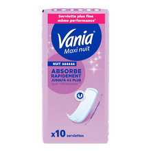 Serviettes hygiéniques maxi nuit absorbe VANIA, x10