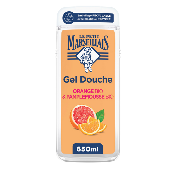 Gel douche LE PETIT MARSEILLAIS Extra Doux orange bio & pamplemousse bio 650mL