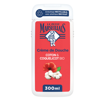 Crème de douche extra LE PETIT MARSEILLAIS coton & coquelicot bio 300mL
