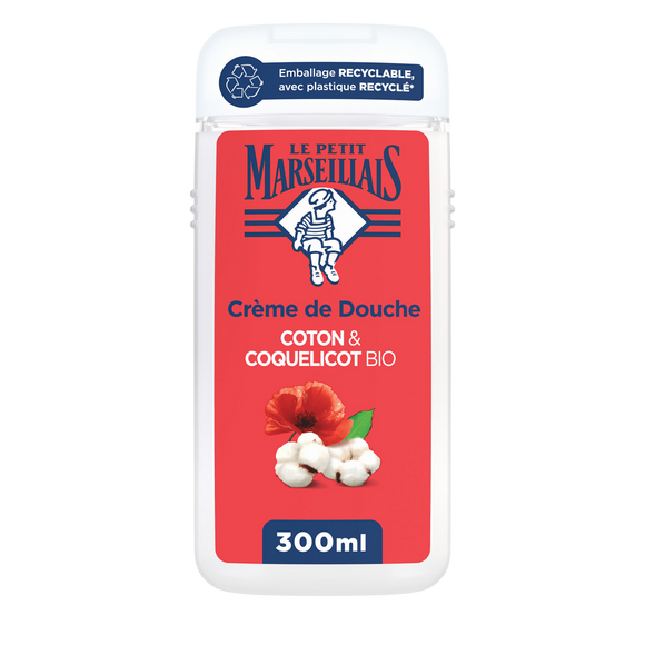 Crème de douche extra LE PETIT MARSEILLAIS coton & coquelicot bio 300mL