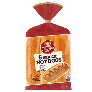 Pain pour hot dog LA FOURNÉE DORÉE, x6 soit 270g