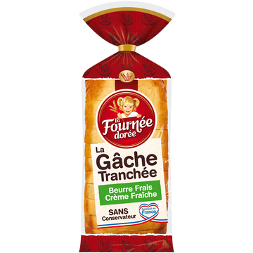 Gâche tranchée au beurre frais LA FOURNEE DOREE, 500g