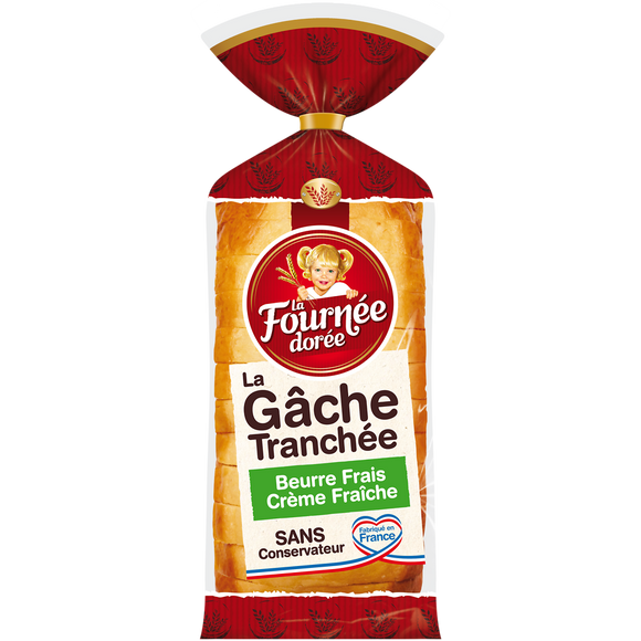 Gâche tranchée au beurre frais LA FOURNEE DOREE, 500g