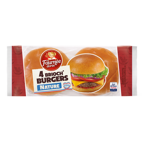 Pain Burger brioché Brioch' burger LA FOURNEE DOREE, x4 soit 250g
