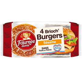 Pains Burger Brioch' burger sésame LA FOURNEE DOREE, x4 soit 250g