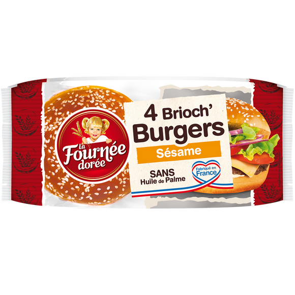 Pains Burger Brioch' burger sésame LA FOURNEE DOREE, x4 soit 250g
