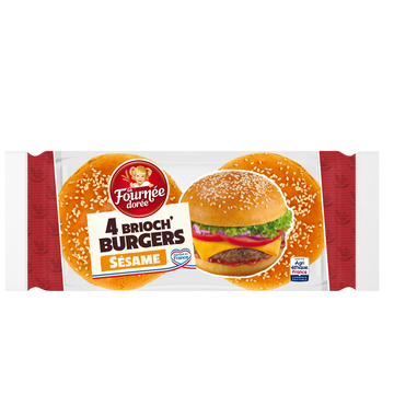 Pains Burger Brioch' burger sésame LA FOURNEE DOREE, x4 soit 250g