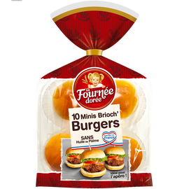 Pains Burger Mini brioch' burger LA FOURNEE DOREE, x10 soit 200g