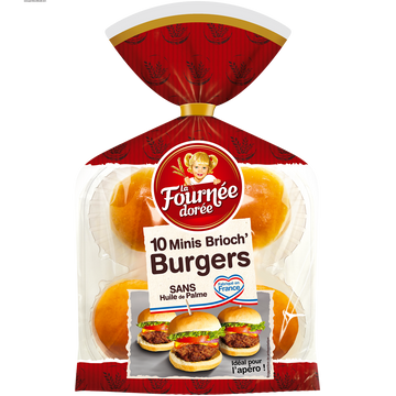Pains Burger Mini brioch' burger LA FOURNEE DOREE, x10 soit 200g