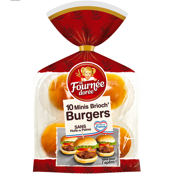 Pains Burger Mini brioch' burger LA FOURNEE DOREE, x10 soit 200g