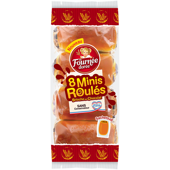 8 Mini roulés briochés chocolat LA FOURNEE DOREE 300g