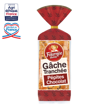 Gâche tranchée aux pépites de chocolat LA FOURNEE DOREE, 500g