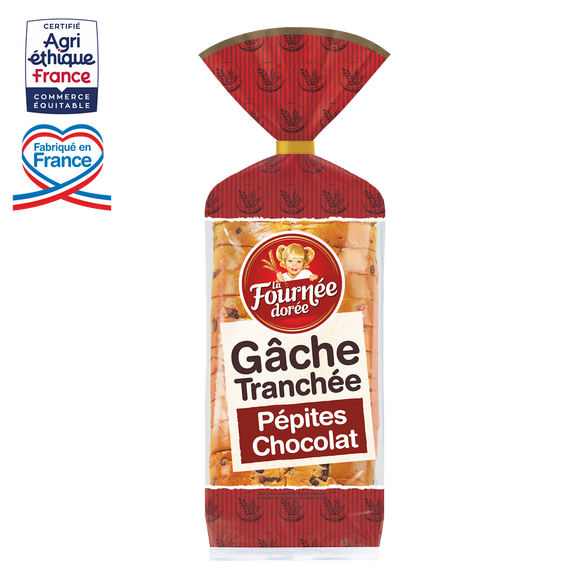 Gâche tranchée aux pépites de chocolat LA FOURNEE DOREE, 500g