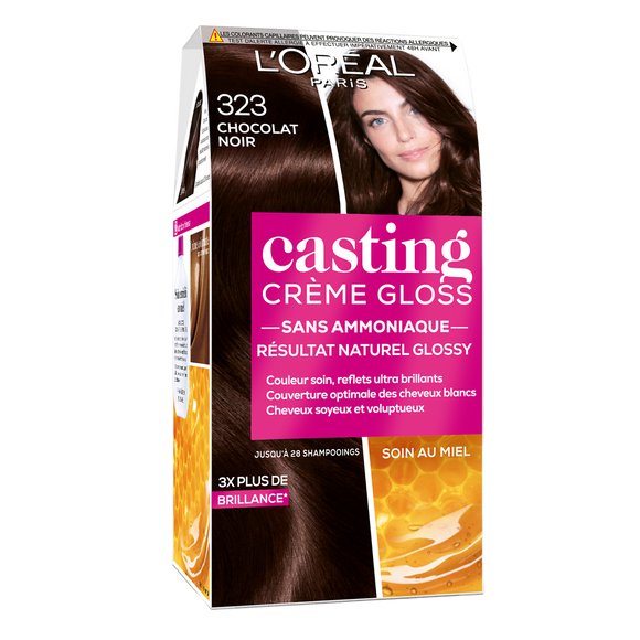 Coloration permanente ton sur ton CASTING Crème Gloss chocolat noir n°323