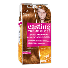 Coloration permanente CASTING Crème Gloss, miel ambré, n°734